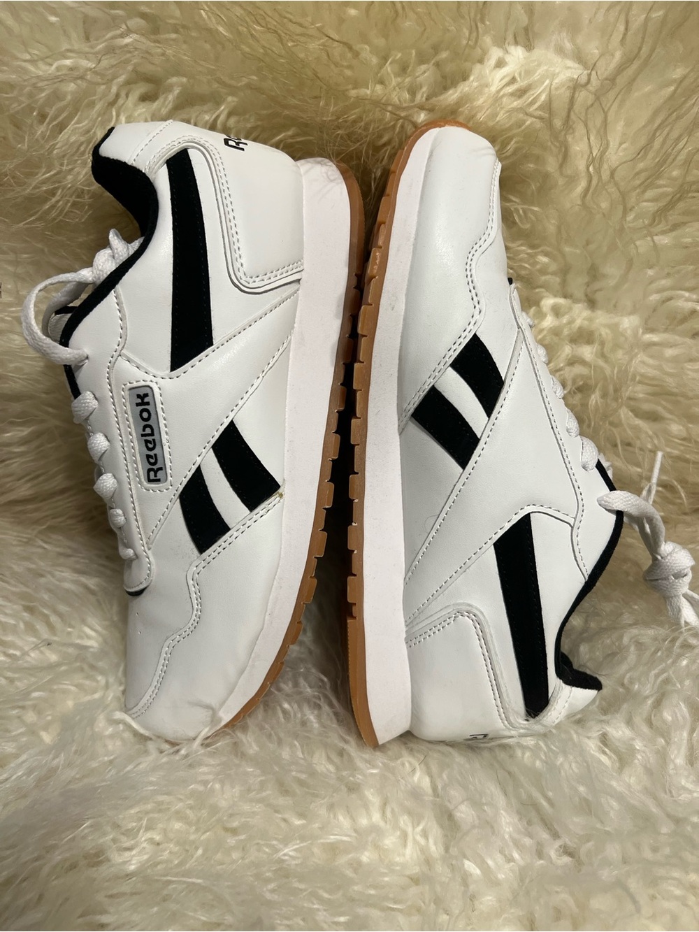 Reebok White and Black Classic Low-Top Sneakers